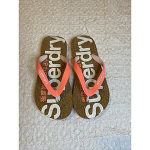 Superdry Neon Pink Cork Flip Flop Sandals Size 6 Gently Used